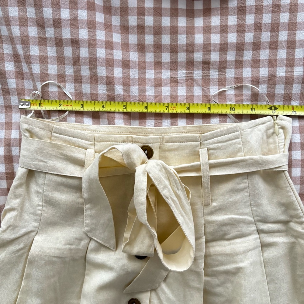 SimpleRetro Elegant Cream A-Line Linen/Cotton Skirt - Picture 6 of 7